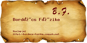 Bordács Füzike névjegykártya